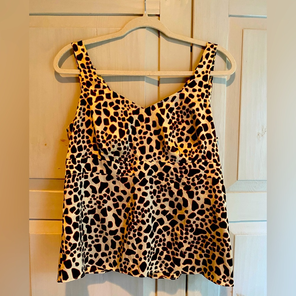 Talbots Stretch Silk Charmeuse Leopard Print Camisole Blouse Like New